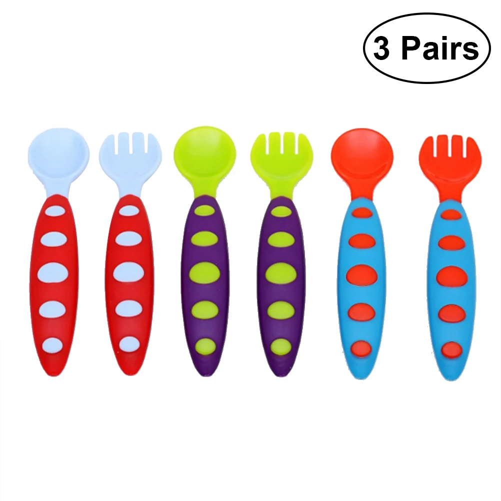 

3 Sets Toddlers Fork Lightweight Thicken Non-toxic Cutlery Dinnerware Tableware for Wedding Kitchen Party