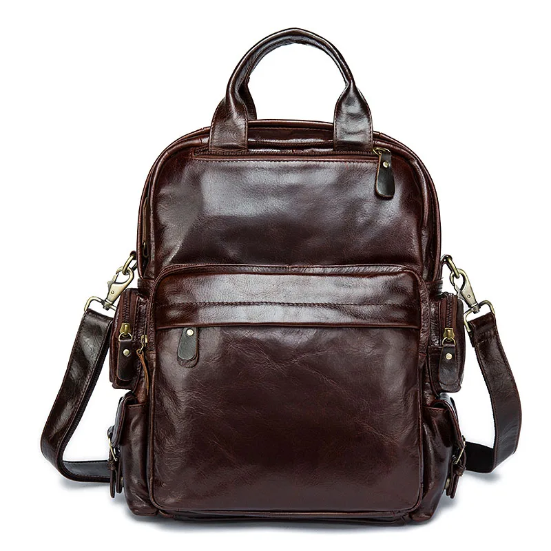 

Men Backpack Genuine Leather Male Leisure Daypacks Men's Travel Bag High Capacity Men Bag School Bags For Teenager Solid Bags