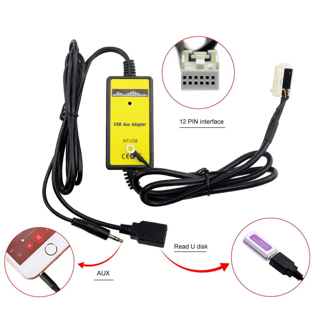Автомобильное радио для машины USB Aux in CD адаптер mp3 плеер 3 5 мм Интерфейс Changer 12 Pin VW