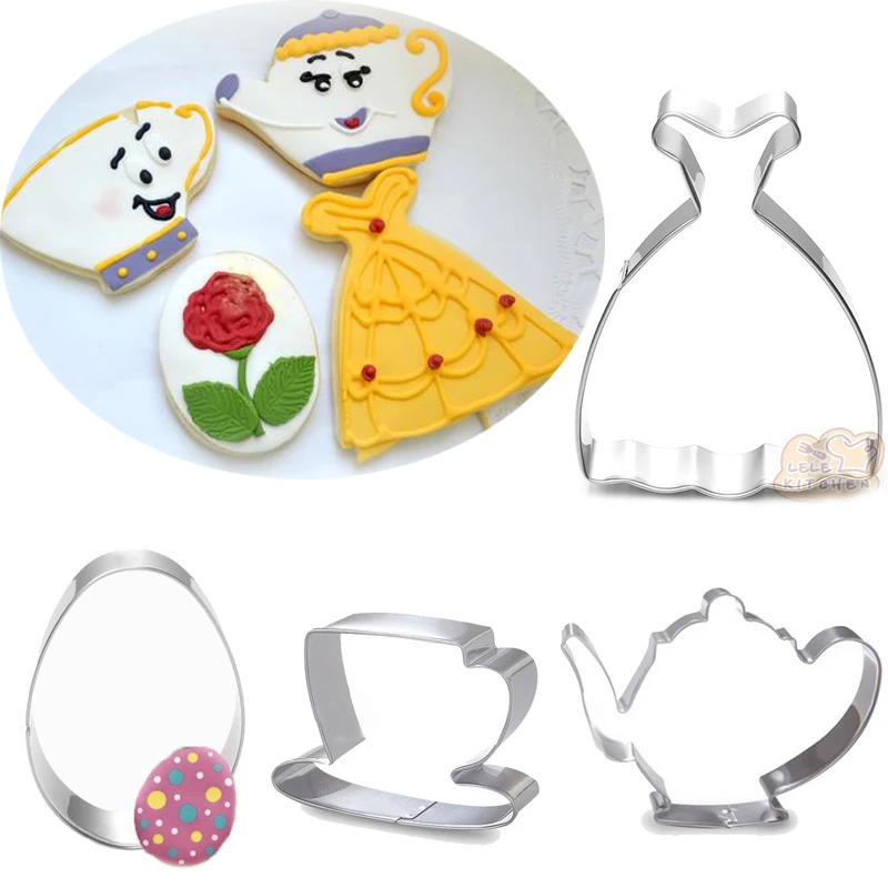 

1pcs patisserie reposteria Princess Dress Teapot Cup Moldes Metal Cookie Cutter Sugar Fondant Cake Decor Chocolate Biscuit Mould