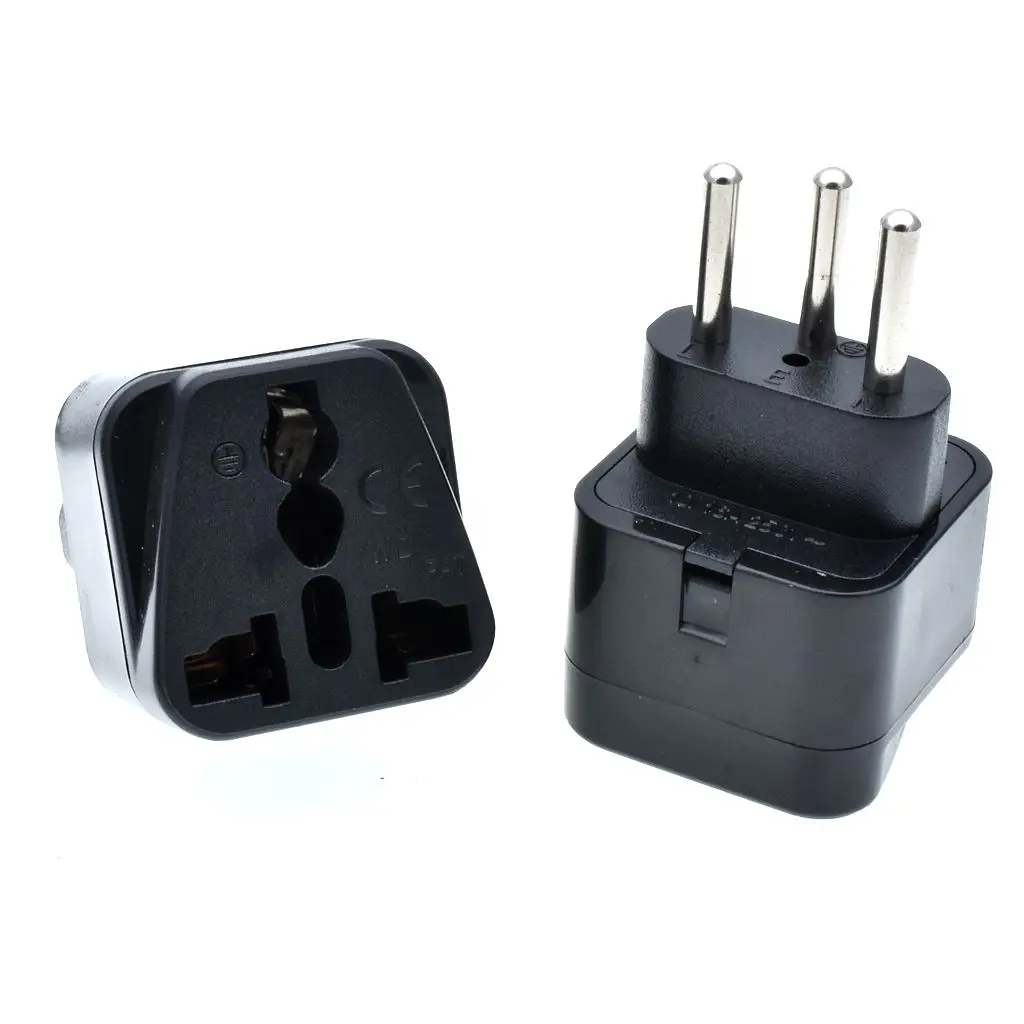 2PC black/white Universal UK Europe AU USA to Swiss Switzerland Grounded Travel Adapter Plug wall socket SWEITZ PLUG TYPE J