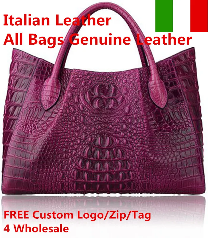 

Italian genuine leather handbags wholesale luxury genuine leather crocodile embossed handbags famous italy Italian