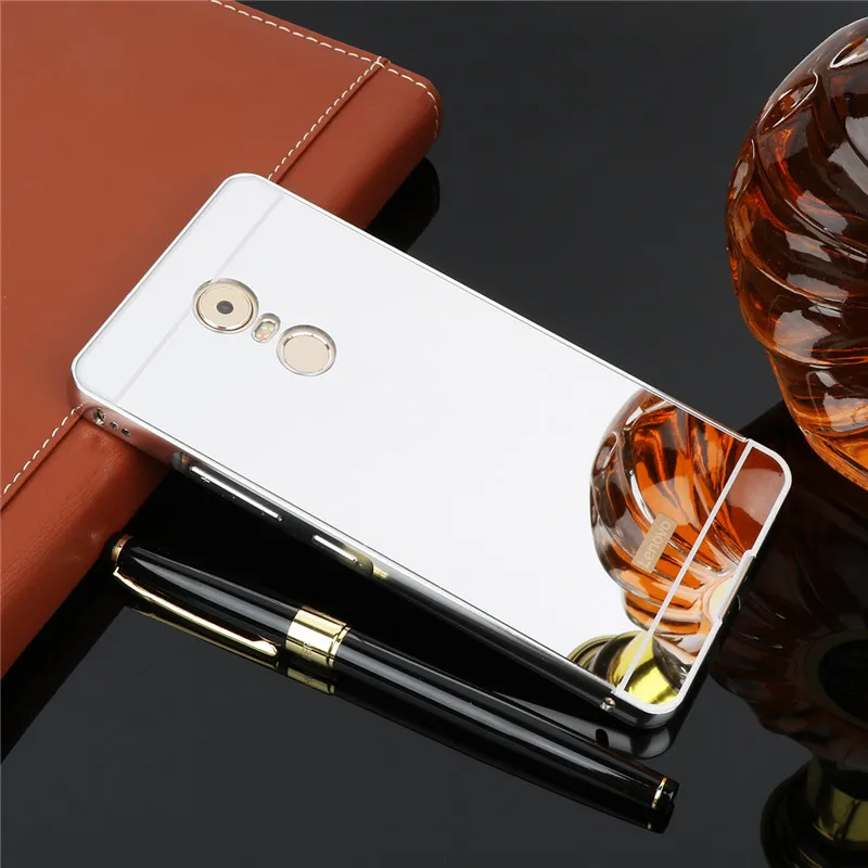 Чехол Lenovo Vibe K6 Note K6Note с металлической рамкой и зеркальной задней крышкой Жесткий