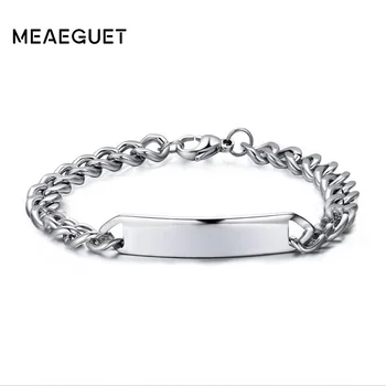 

Hand Line 316L Stainless Steel Bracelet Men Antique Silver Color Customized Name Date Personalized Bracelets Bangle For Male