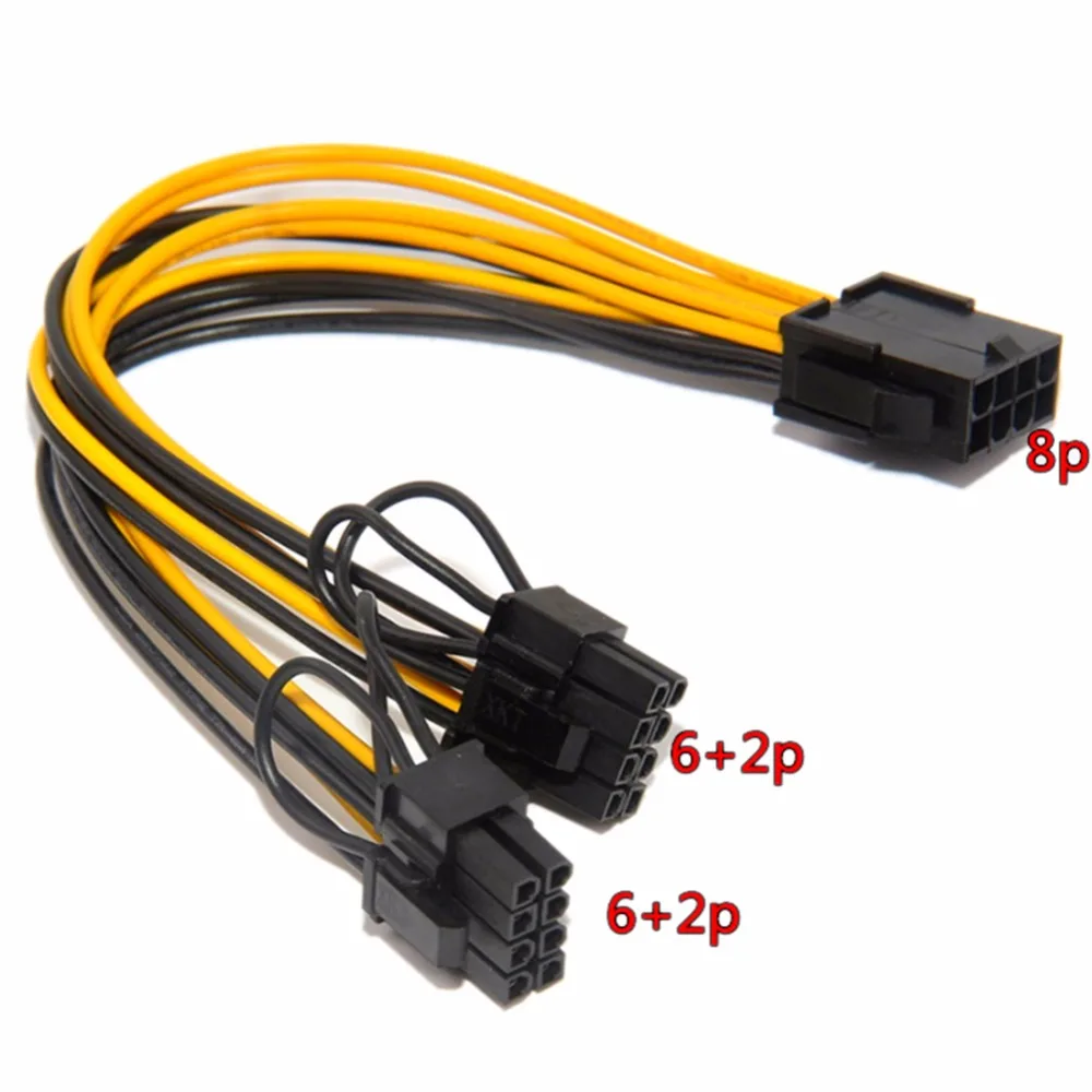 Mini 8 pin 8pin to Dual 8 pin (6+2)Pin PCIe Video Card Power Cable for