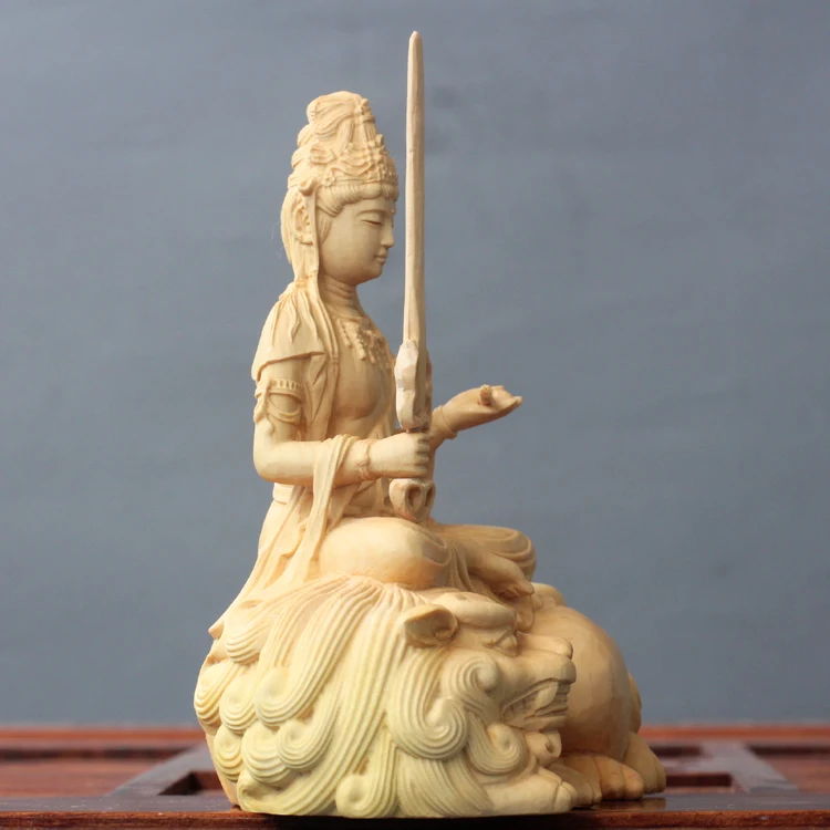 Резьба из самшита статуи Будды из массива дерева Манджушри Бодхисаттва богиня манжуар Samantabhadra ремесла подарки украшения рисунок