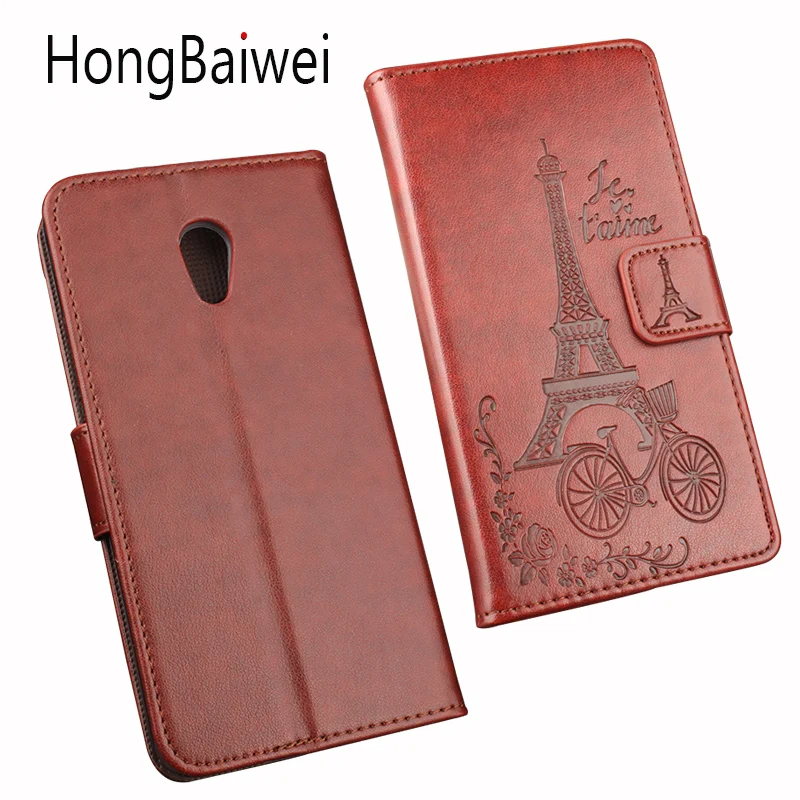 

HongBaiwei Luxury Leather Case Cover for Meilan 5 Flip Book Retro Phone Cases with Wallet Stand Card 3D Printed Eiffel Tower