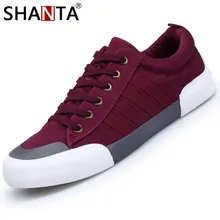 SHANTA/ г.; Мужская парусиновая обувь; модная однотонная мужская Вулканизированная обувь; белая повседневная обувь на шнуровке; мужские кроссовки; chaussure homme