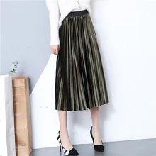 Осень и зима Высокая Талия бархатный, вельветовый женские плиссированные юбки женские, макси качающаяся длинная юбка рок женские юбки
