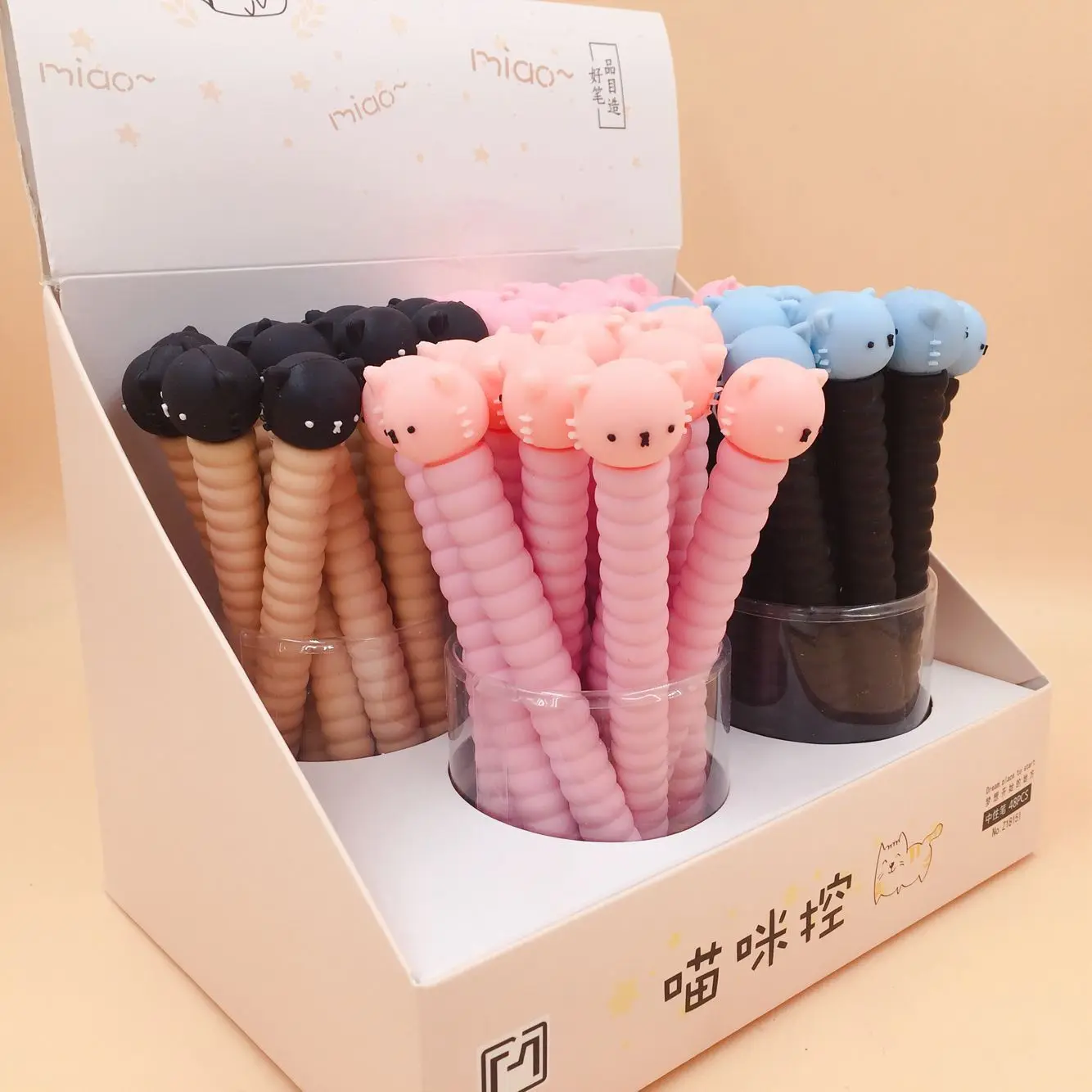 

48pcs Creative Stationery Student Pen Cute Cat Gel Pen 0.5mm Full Needle Black Ink Pen School Supplies Office Supplies 0.5mm