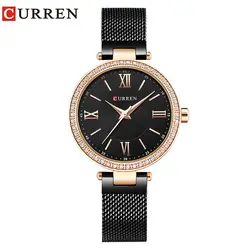 Элитный бренд CURREN Мода Нержавеющая сталь браслет Для женщин часы женская одежда горный хрусталь кварц женский часы Reloj Mujer подарков