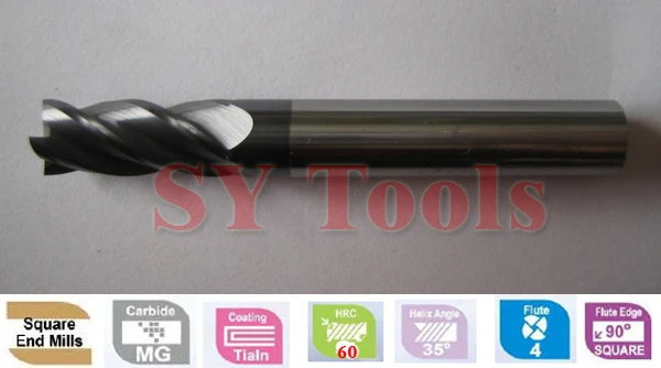 

8mm Four Flutes flat endmill Tools solid Carbide CNC Endmill Router bits hrc60 D8*20*D8*60