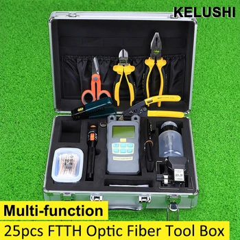 

Economic FTTH Fiber Tool Kit 25 pcs in one HS-30 Fiber Cleaver with Visual fault locator and fiber optical stripper/power meter