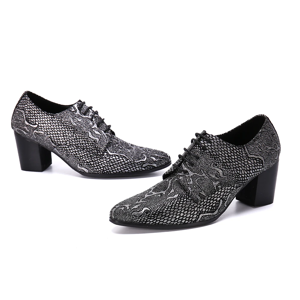Christia Bella/дизайнерская брендовая мужская обувь с принтом, увеличивающая рост; Туфли-оксфорды на высоком каблуке со шнуровкой в британском стиле; обувь для сцены и вечеринок