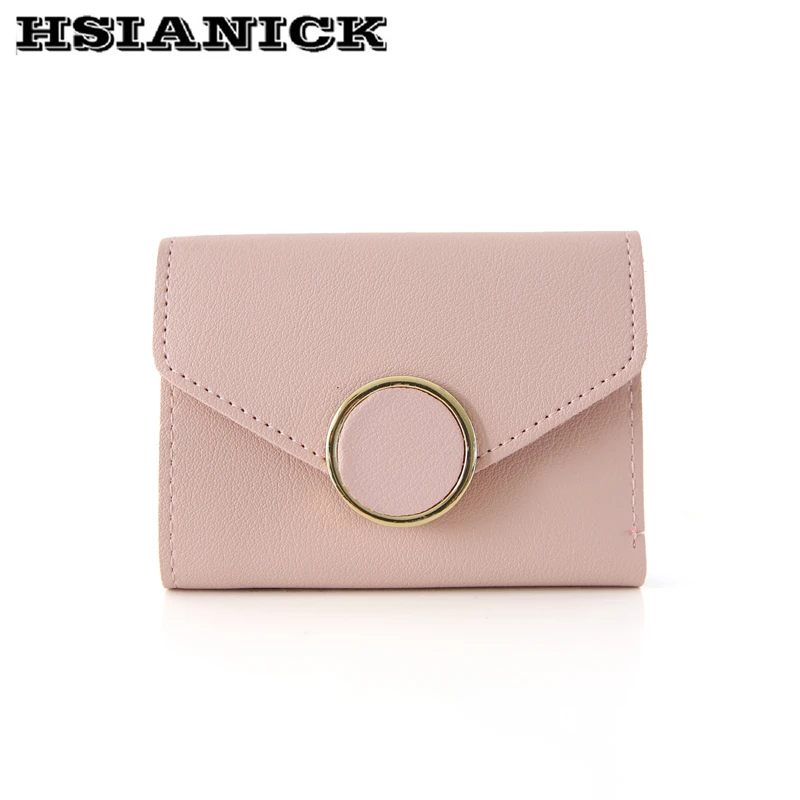 

2019 new simple short two-fold wallet multi-function girl purse plain cross-bags Japanese and Korean students small wallet bag