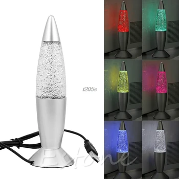 

USB Multi-Color Changing Lava Lamp LED Glitter Mood Night Light Party Decoration T25 Drop ship