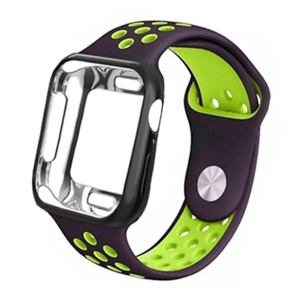 Силиконовые спортивные ремешок для наручных часов Apple Watch 4 полосным чехол 42 мм 44 мм, correa, aplle 38 мм 40 мм наручных часов iwatch серии 4/3/2/1 браслет на запястье браслет ремень