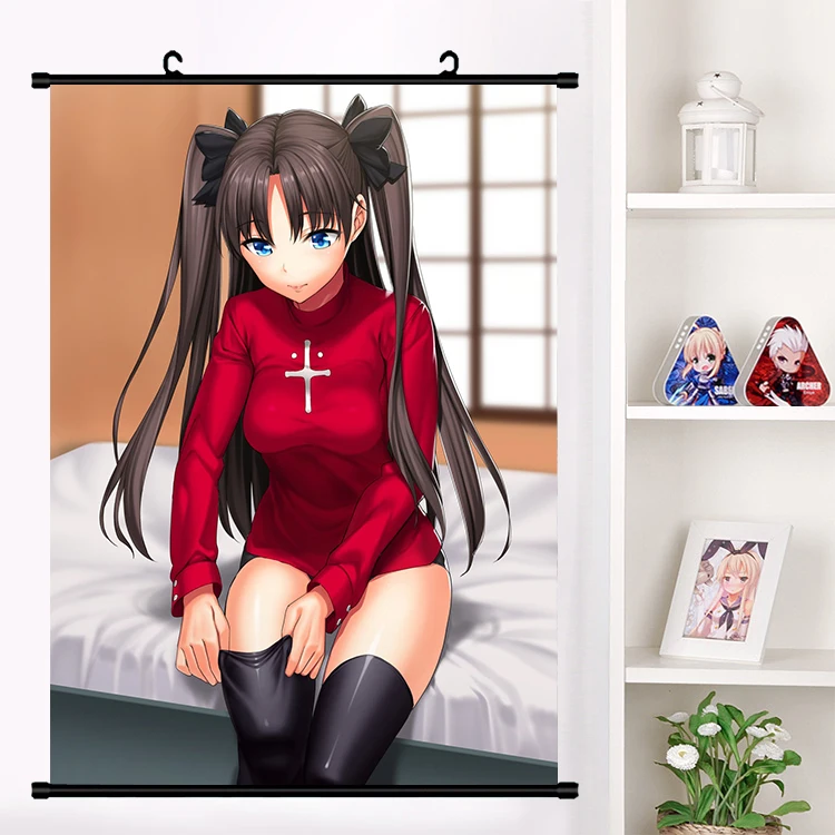 Японский аниме Fate/stay night Tohsaka Rin сексуальный косплей настенная прокрутка роспись