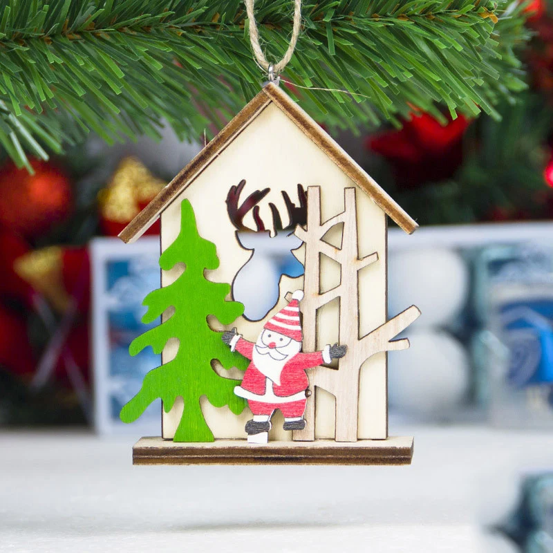 

Christmas Wooden Hanging Ornaments Pendant String for Home Christmas Tree Bar Shop Decor