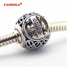 Ювелирные изделия из стерлингового серебра 925 пробы Подходит Пандора Подвески Браслеты Винтаж I с прозрачными кубические циркониевые бусины