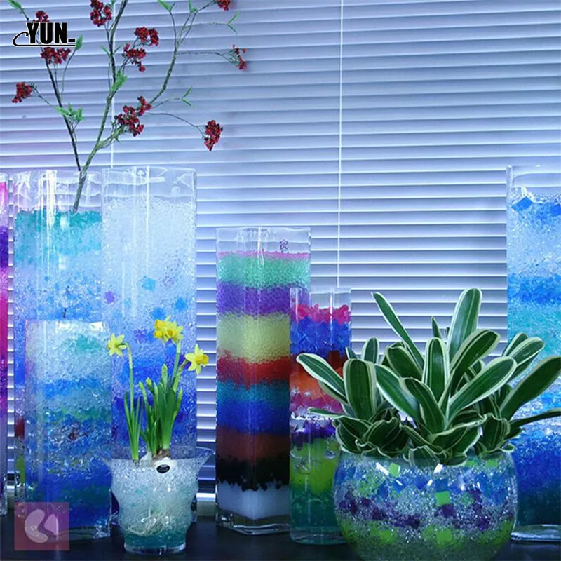 

1000pcs Crystal Soil Pearl Shaped Absorbent bead Colorful Hydrogel Grow Ball Wedding Growing Bulbs Soilless Cultivation Water 6D