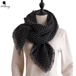O Чжуан бренд za зима точки шарфы Для женщин кашемир негабаритных базовые акриловые платки и палантины écharpe Hiver Femme черный шарф