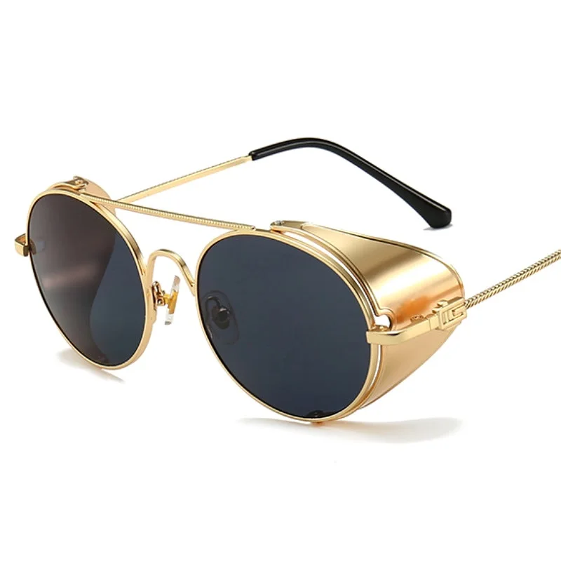 

Modern Fashion Round Steampunk Sunglasses 2019 Designer Brand Men Sun Glasses Retro Women Steam Punk Shades