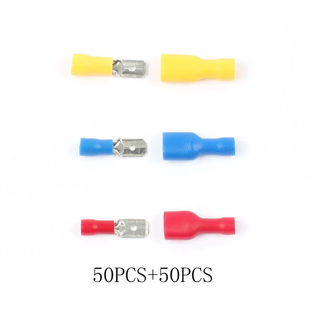 50 пар/компл. 16-10AWG MDD + FDFD 1,25/2/5,5-250 Женский Мужской утепленная Spade совместных обжимной разъем терминал