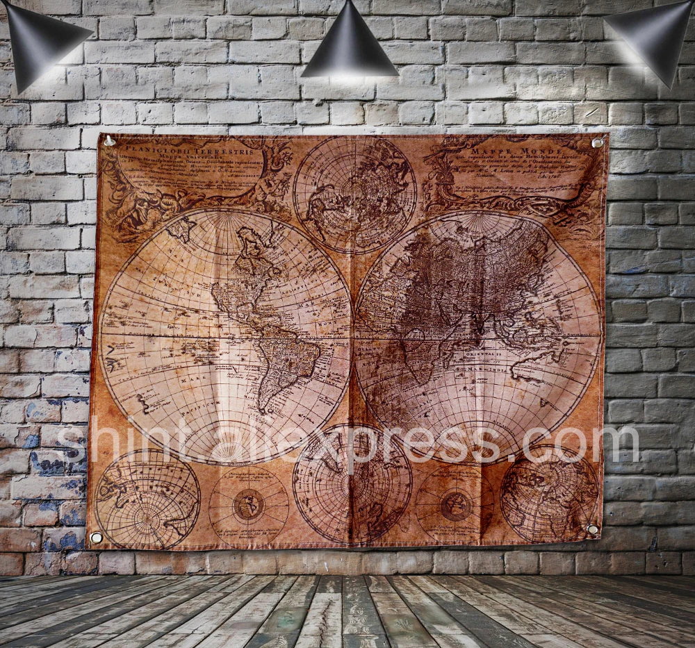 

Retro map Flag Banner Polyester 150* 122cm Hang on the wall 4 grommets Custom Flag indoor Decoration Vintage nautical chart