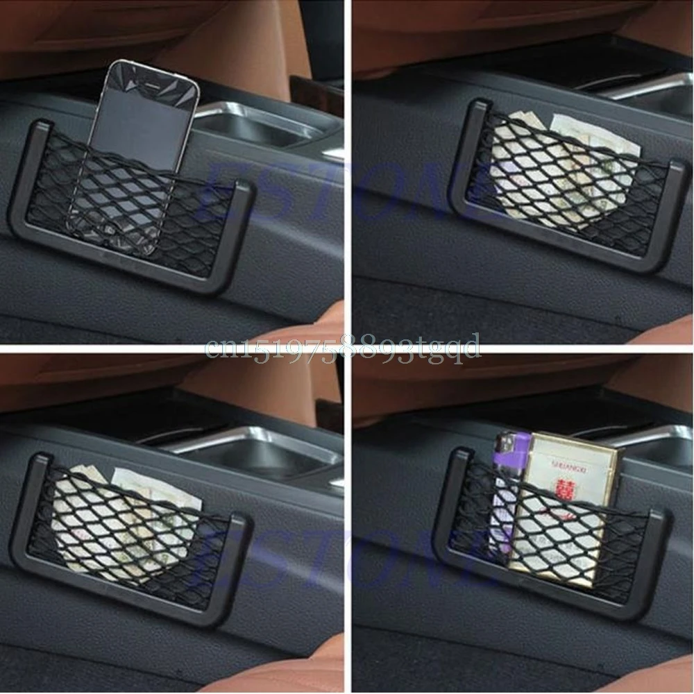 

Black Car Auto String Mesh Bag Storage Pouch For Cellphone Gadget Cigarette
