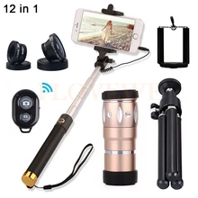 Phone Lens Kit 10X Telephoto Zoom Lenses Telescope Selfie Stick Fisheye Wide Angle Macro Lentes For iPhone 7 6 5 Smartphone