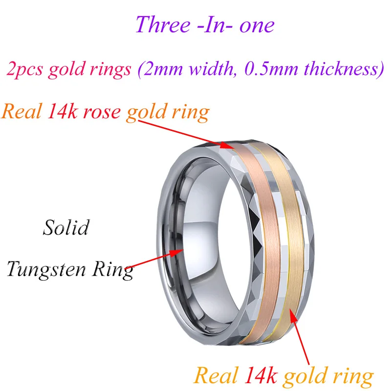 Роскошные обручальные кольца 14 к розовое золото для мужчин вольфрамовые кольца Anillo hombre anel masculino Bague Homme