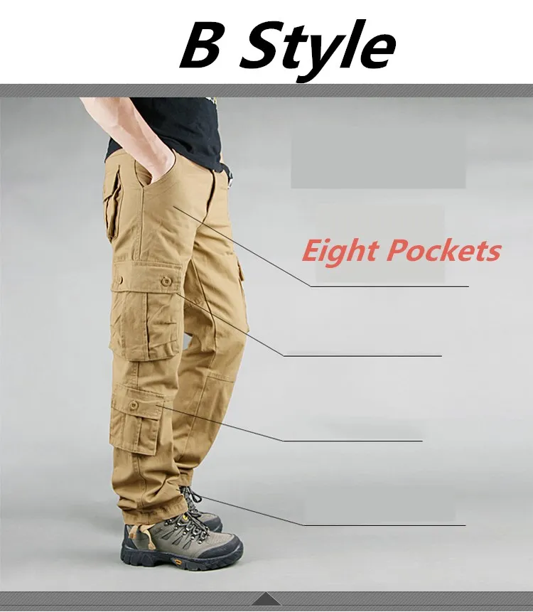 Брендовые мужские брюки-карго, военные спортивные брюки-карго с несколькими карманами, мешковатые брюки, повседневные мужские комбинезоны, брюки, одежда