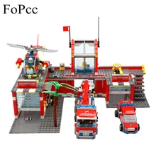 774Pcs City Fire Station Truck Helicopter Firefighter Minis Building Blocks Bricks Toys Brinquedos Toys For Children Legoings