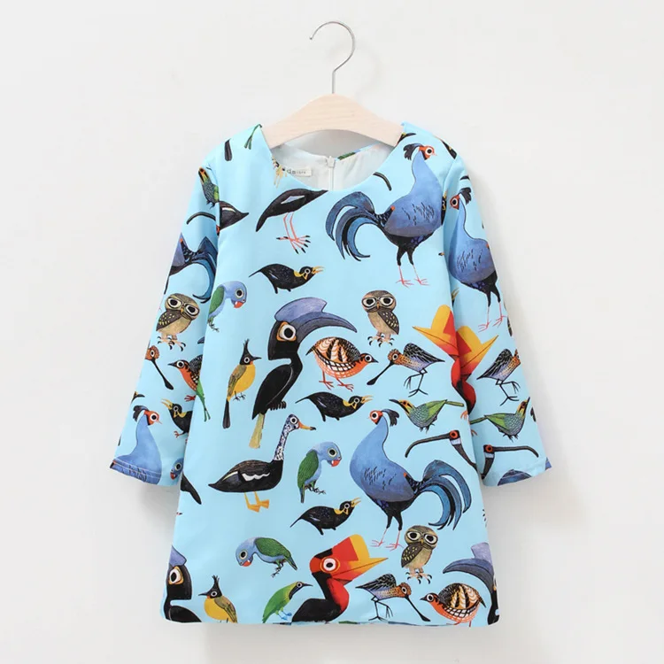 

Kids Clothes Baby Girl Dress Autumn Parrot Cartoon Printing Long Sleeve Princess Dresses Child Costumes Girls Clothes 10 Years