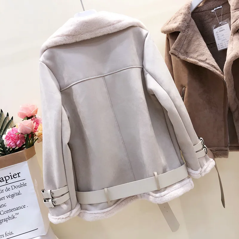 Beste Vrouwen Winter Suède Jas 2019 mode dikker warme Motorfiets Lederen Jas Vrouwelijke dames korte losse jas jassen Streetwear
