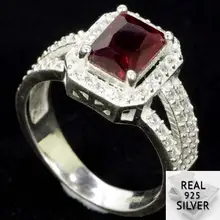 4.8g Real 925 Solid Sterling Silver Real Blood Ruby CZ SheType Rings US 7.25# 15x10mm 4.8g Real 925 Solid Sterling Silver Real Blood Ruby CZ SheType Rings US 7.25# 15x10mm