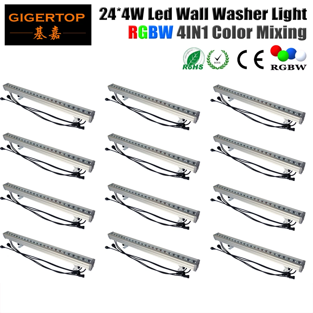 

Wholesales 12Pcs/Lot 24 x 4W 4In1 Led Bar Light RGBW DMX 512 Mode Waterproof Led Washer Light IP65 Rank 90V-240V Free Shipping