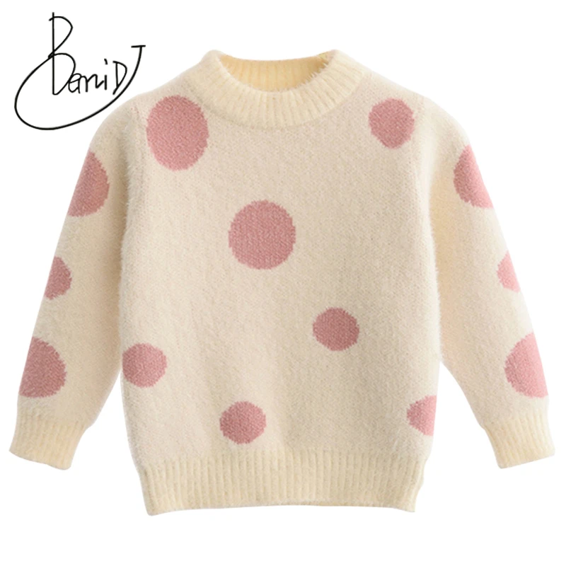 

New 2018 Autumn Girl Outwear Boys pullover Children Sweater Long Sleeve Dot Sweater Baby Girls Tops O-Neck Children Clothes