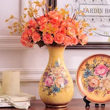 Алмазный Розовый Шелковый цветок из текстиля декор в виде цветка розы цветы, европейский стиль небольшой рабочий стол многоцветные держащие цветы
