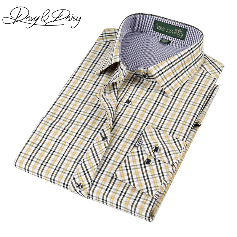 

DAVYDAISY New Arrival Spring Long Sleeve Shirt Men Brand Casual Social Plaid Dress Shirts Men Clothing High Quality DS-192