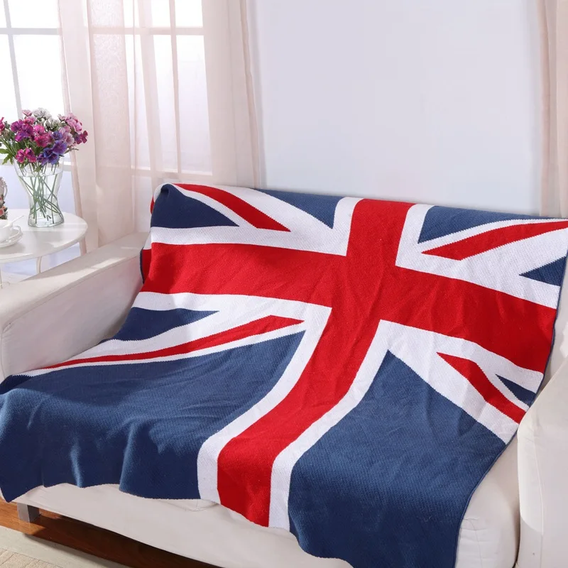 130x160cm Cotton Children/Adults Blankets Quality Sofa Cover Knitted British/American Flag