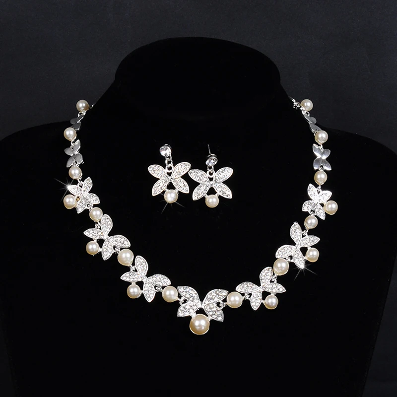 Woman S Wedding Jewelry Set Top Quality Pearl And Cz Necklace Woman S Wedding Jewelry Set Top Quality Pearl And Cz Necklace Earring Sets Bridal Accessories D034 In From