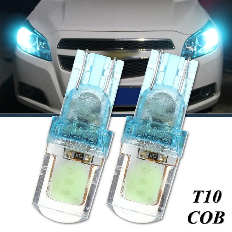 

2x T10 194 W5W COB LED Car Super Bright Silica License Plate Light Bulb Blue 12V