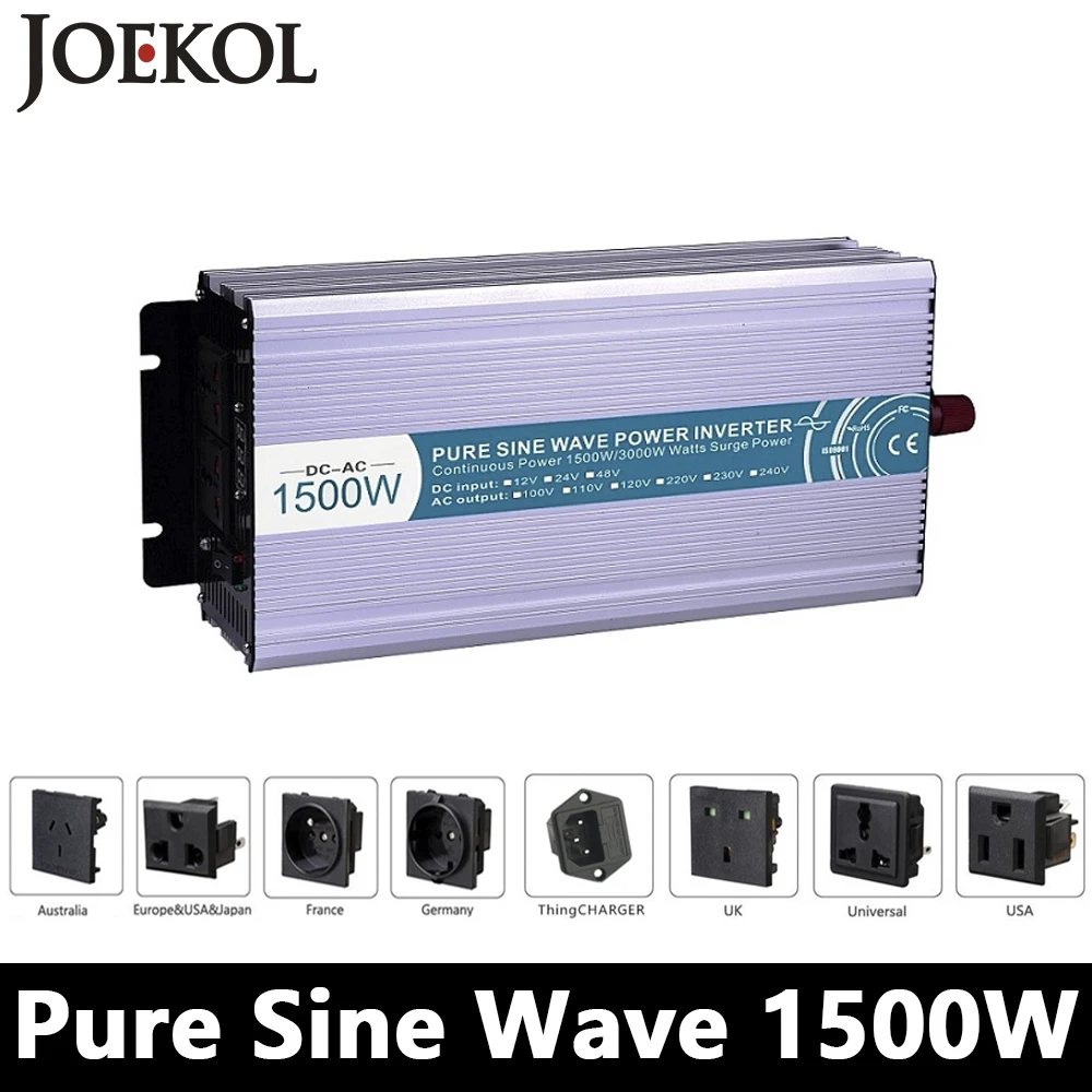 

1500W Pure Sine Wave Inverter,DC 12V/24V/48V To AC 110V/220V,off Grid Power Invertor,voltage Converter work with Battery Panel
