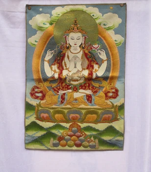 

Collectible Traditional Tibetan Buddhism in Nepal Thangka of Buddha paintings ,Big size Buddhism silk brocade painting p002573