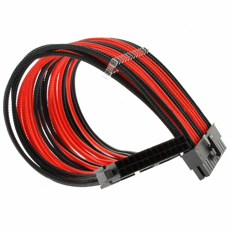 24Pin Male to Female Power Supply Extension Cable Black Red for