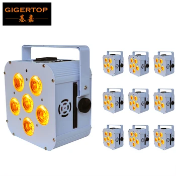 

Wholesales Price 10 Unit 6x18W Wireless Battery Led Par Light Full Color Led Display 4 Digital Button White Housing 2.4G Antenna