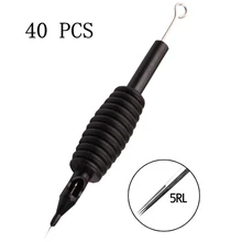 EZ-681-5RL Professional 5RL 40pcs Tattoo Machine Grip Black Disposable Tube 19mm Body with needles