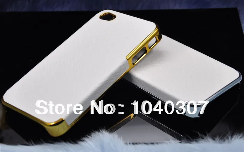 Luxury Gold/Silver Chrome Leather Case For iPhone 4 4S 4G Back Cover with PU Skin Electroplating process case Free Shipping |